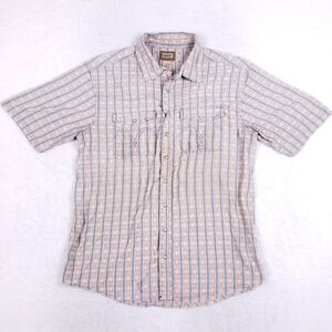 C.E. Schmidt Western Shirt Mens Large Pearl Snap Short Sleeve Striped Workwear